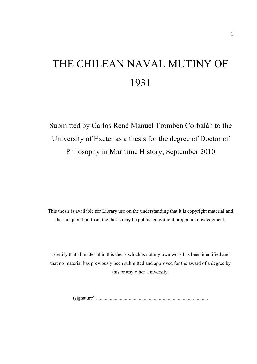 The Chilean Naval Mutiny of 1931