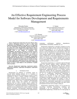 An Effective Requirement Engineering Process Model for Software Development and Requirements Management