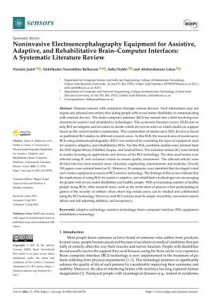 Noninvasive Electroencephalography Equipment for Assistive, Adaptive, and Rehabilitative Brain–Computer Interfaces: a Systematic Literature Review