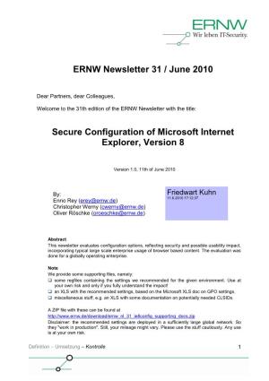 ERNW Newsletter 31 / June 2010 Secure Configuration of Microsoft