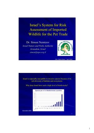 Israel's System for Risk Assessment of Imported Wildlife for the Pet Trade