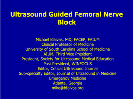 Ultrasound Guided Femoral Nerve Block
