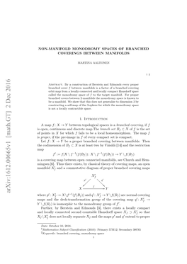 Non-Manifold Monodromy Spaces of Branched Coverings Between Manifolds