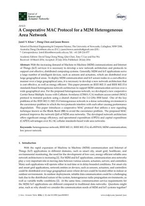 A Cooperative MAC Protocol for a M2M Heterogeneous Area Network
