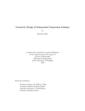 Geometric Design of Independent Suspension Linkages