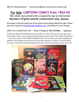 For Sale: CARTOON COMICS from 1962-65 Not Rated, but Priced with a Respectful Eye on Overstreet Northern Virginia and DC Transactions Only, Please