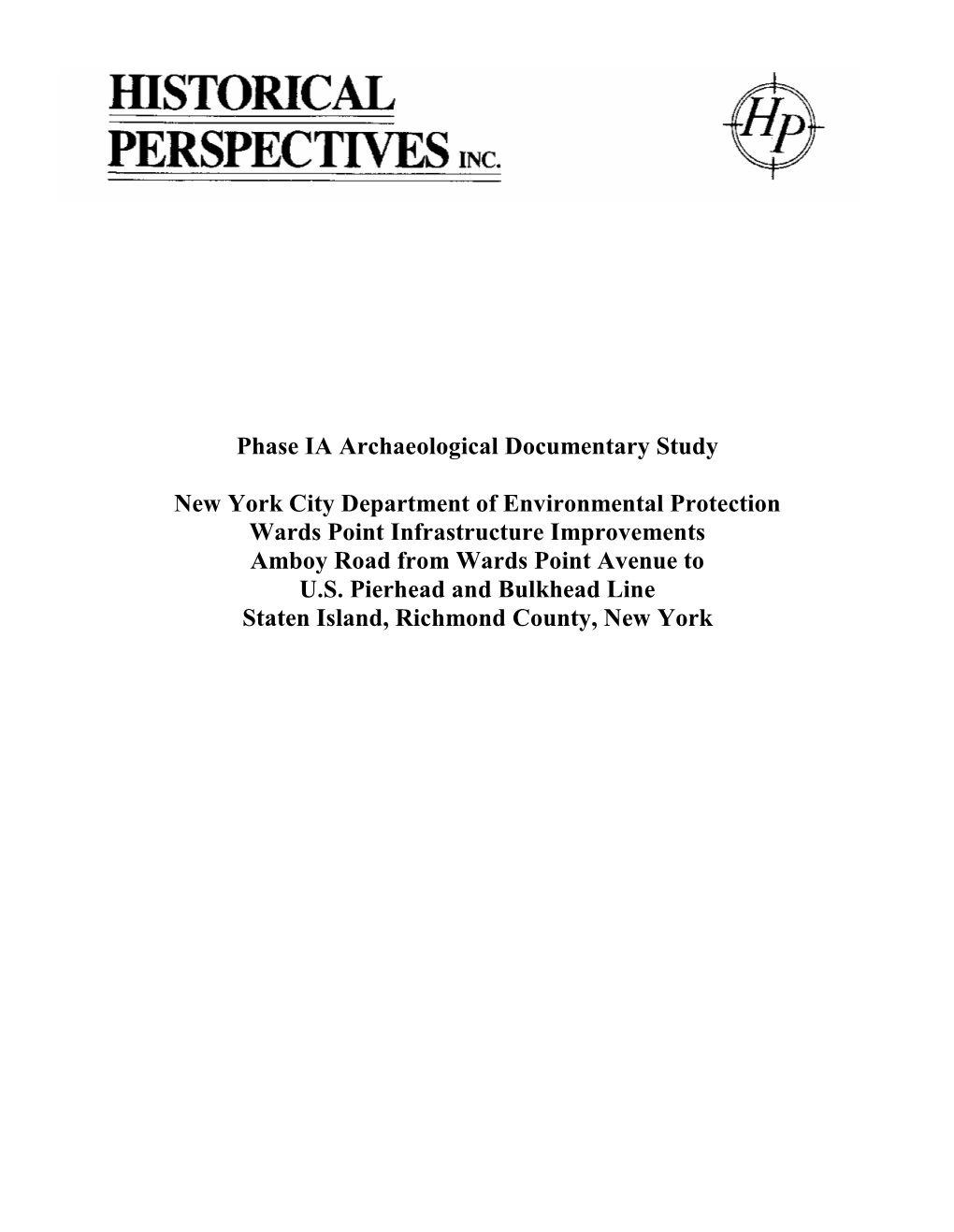 Phase IA Archaeological Documentary Study