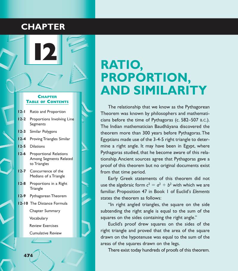 Chapter 12 Ratio, Proportion, and Similarity