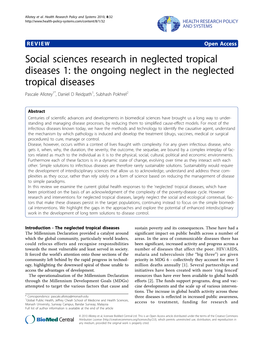 The Ongoing Neglect in the Neglected Tropical Diseases Pascale Allotey1*, Daniel D Reidpath1, Subhash Pokhrel2