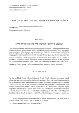 Cracow in the Life and Work of Edvard Jelínek