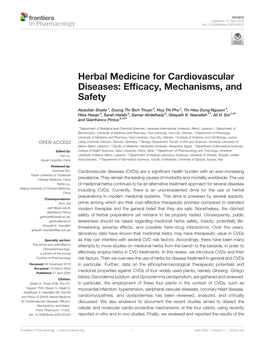 Herbal Medicine for Cardiovascular Diseases: Efﬁcacy, Mechanisms, and Safety