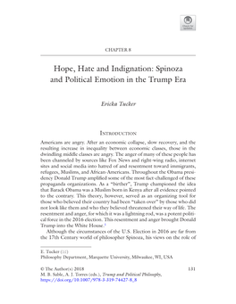 Hope, Hate and Indignation: Spinoza and Political Emotion in the Trump Era
