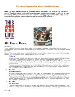 512: House Rules Nov 22, 2013 Where You Live Is Important