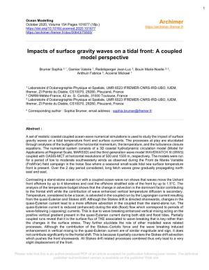 Impacts of Surface Gravity Waves on a Tidal Front: a Coupled Model Perspective