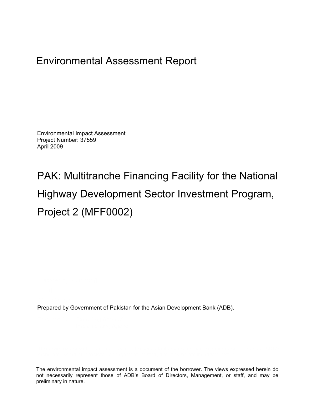 Multitranche Financing Facility for the National Highway Development Sector Investment Program, Project 2 (MFF0002)
