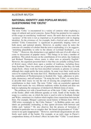 Alistair Mutch National Identity and Popular Music: Questioning