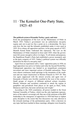 The Kemalist One-Party State, 1925–45