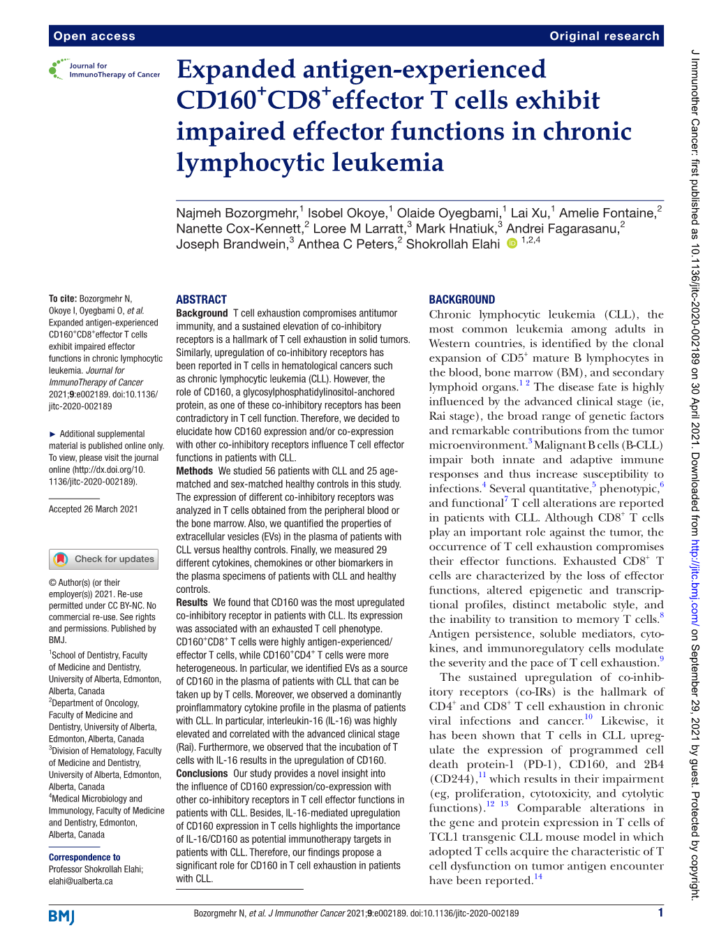 Expanded Antigen-Experienced CD160+CD8+Effector T Cells Exhibit