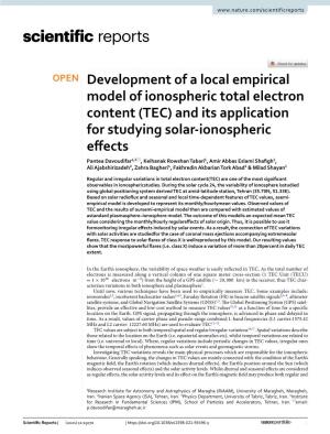 Development of a Local Empirical Model of Ionospheric Total Electron