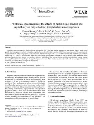 Tribological Investigation of the Effects of Particle Size, Loading