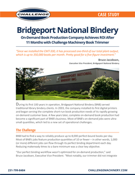 Bridgeport National Bindery On-Demand Book Production Company Achieves ROI After 11 Months with Challenge Machinery Book Trimmer