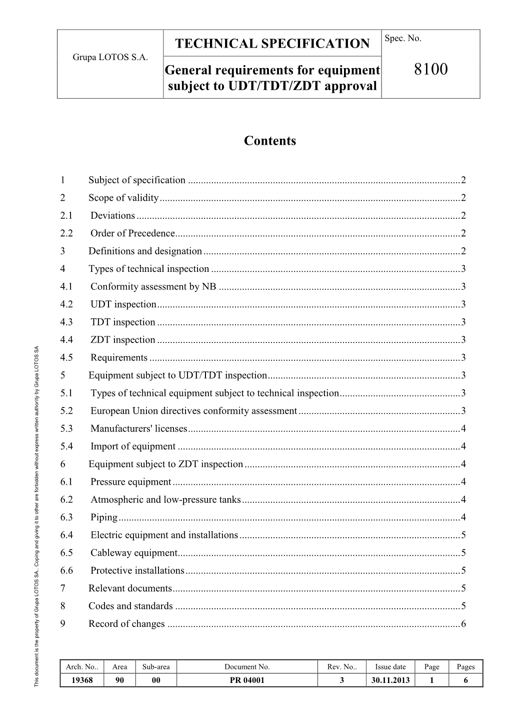 TECHNICAL SPECIFICATION Grupa LOTOS S.A