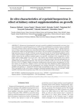 In Vitro Characteristics of Cyprinid Herpesvirus 2: Effect of Kidney Extract Supplementation on Growth