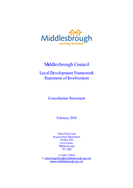 Middlesbrough Council Local Development Framework Statement of Involvement