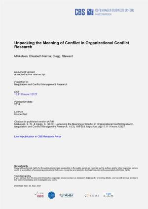 Unpacking the Meaning of Conflict in Organizational Conflict Research