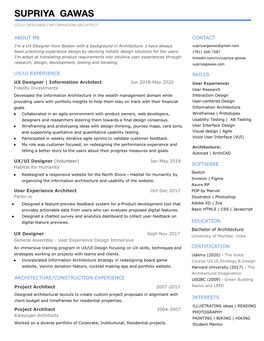 About Me Contact Ux/Ui Experience Architecture