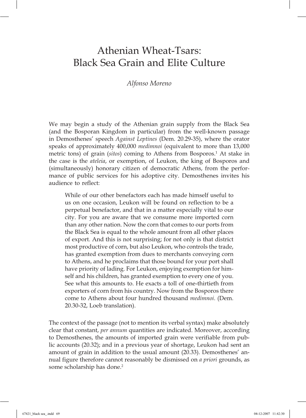 Black Sea Grain and Elite Culture