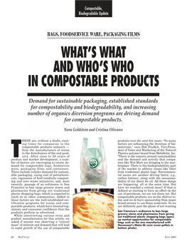 What's What and Who's Who in Compostable Products