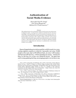 American Journal of Trial Advocacy Authentication of Social Media Evidence.Pdf