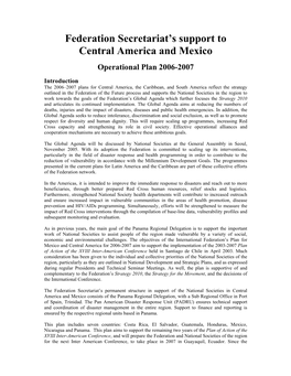 Federation Secretariat's Support to Central America and Mexico