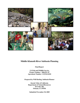 Middle Klamath River Subbasin Planning