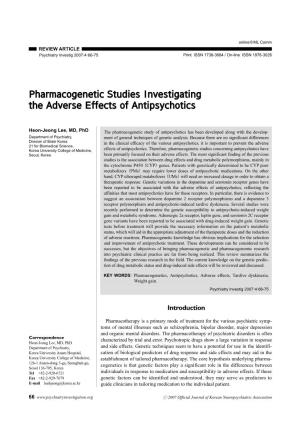 Pharmacogenetic Studies Investigating the Adverse Effects of Antipsychotics