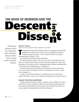 THE BOOK of MORMON and the Descent Into Disse T the Book of by Daniel C