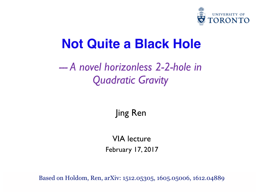 Not Quite a Black Hole --- a Novel Horizonless 2-2-Hole in Quadratic Gravity