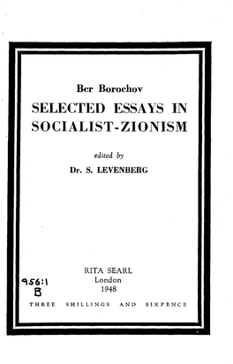 Ber Borochov. Selected Essays in Socialist Zionism