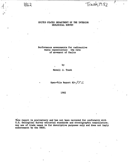 Performance Assessments. for Radioactive Waste Repositories: the Rate of Movement of Faults