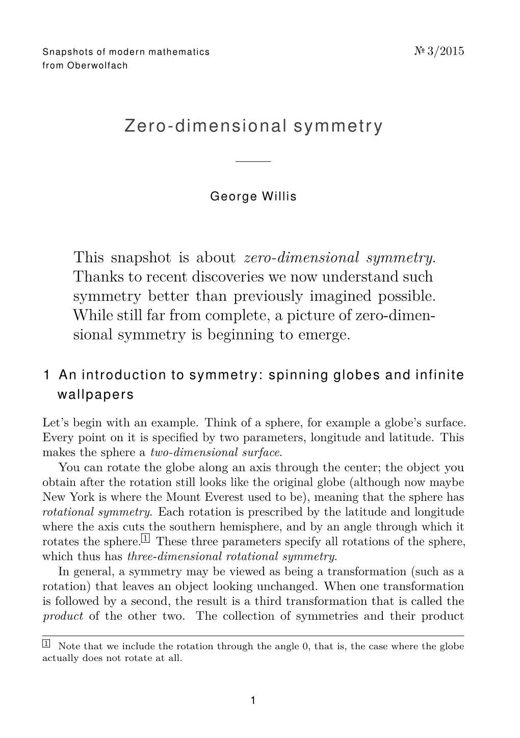 Zero-Dimensional Symmetry