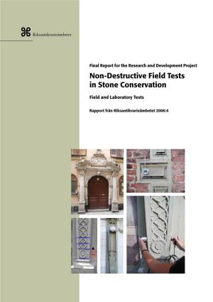 Non-Destructive Field Tests in Stone Conservation