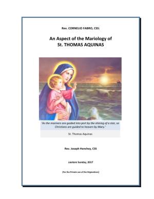 An Aspect of the Mariology of St. THOMAS AQUINAS
