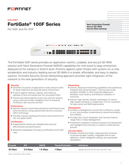 Fortigate 100F Series Data Sheet