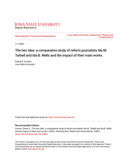 A Comparative Study of Reform Journalists Ida M. Tarbell and Ida B. Wells and the Impact of Their Main Works