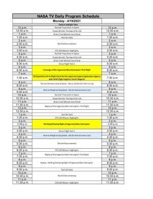 NASA TV Schedule for Week of April 19, 2021 Rev. C