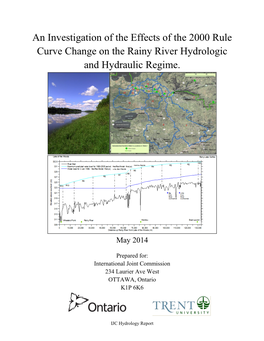 Characterize the Hydrology of the Rainy River in Terms of Levels and Flows, Tributary and Local Inflow, Flow Attenuation And