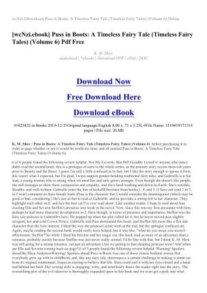 Wcnzi (Download) Puss in Boots: a Timeless Fairy Tale (Timeless Fairy Tales) (Volume 6) Online