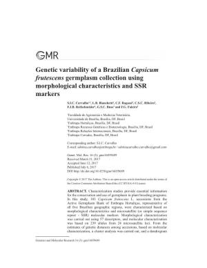 Genetic Variability of a Brazilian Capsicum Frutescens Germplasm Collection Using Morphological Characteristics and SSR Markers