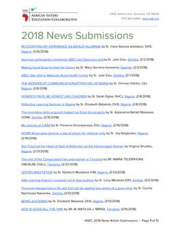 2018 ASEC News Article Submissions